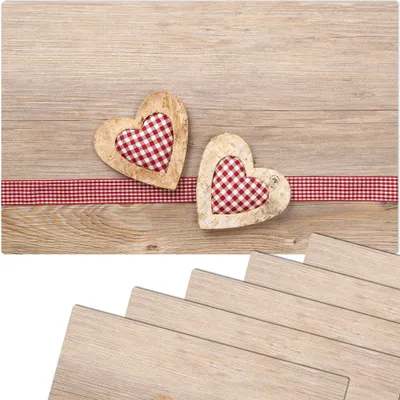 Produktbild von Abwaschbare Tischsets 6er Set Landhaus-Stil Herzen