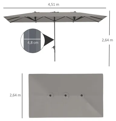 Produktbild von Buitendorpel - Sonnenschirm für den Außenbereich - Doppelter Sonnenschirm - Garten-Sonnenschirm - Balkon-Sonnenschirm - Große Ausführung: 451 x 264 cm