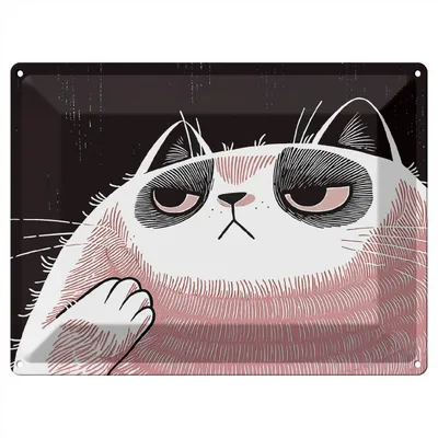 Produktbild von Wallario Blechschild Wandbild in : Brillante Farben, Größe 30 x 40 cm Motiv Schmollende Katze