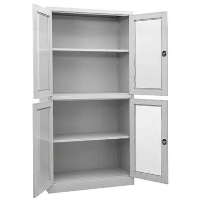 Immagine prodotto di Armadio per Ufficio Grigio Chiaro 90x40x180 cm Acciaio e Vetro