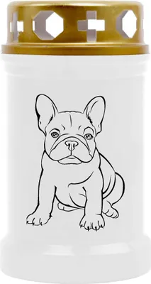 Produktbild von Grabkerze Weiß, Brenndauer: 40 Stunden, Motiv: Bulldogge
