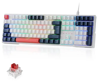 Obrázok produktu pre Klávesnica K668, herná, káblová, 105+4 klávesy, ergonomická, červené spínače, rozloženie QWERTZ