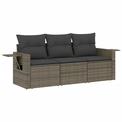 Obrázek produktu pro vidaXL 3dílná zahradní sedací souprava s polštáři Grey Poly Rattan