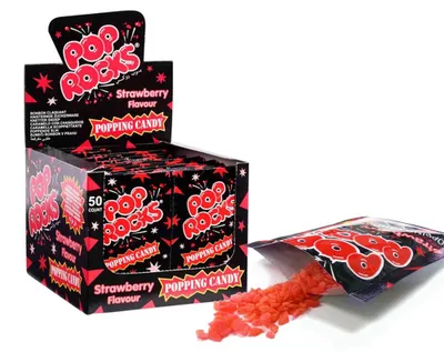 Immagine prodotto di Pop Rocks Strawberry 50 pezzi in un espositore di dolciumi scoppiettanti