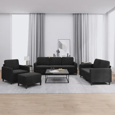 Image de vidaXL Ensemble de canapés 4 pièces noir velours