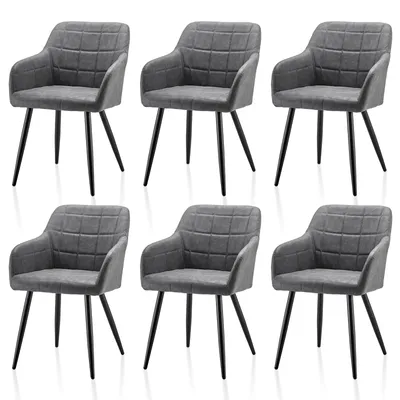 Produktbild von CLIPOP Esszimmerstühle, 6er Set Retro Kunstleder Sessel, Wohnzimmerstühle,Hellgrau