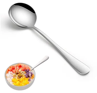 Zdjęcie produktu dla Zestaw łyżek do zupy i deserowych, ze stali nierdzewnej, 8 sztuk, srebrny, 18,8 cm