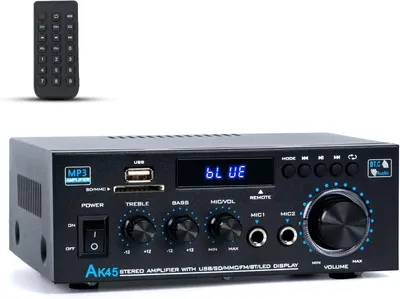 Productafbeelding van Stereo Versterker - Audio Ontvanger - Muziek Afspelen - Bluetooth 5.0 - 300W x 2 - Zwart