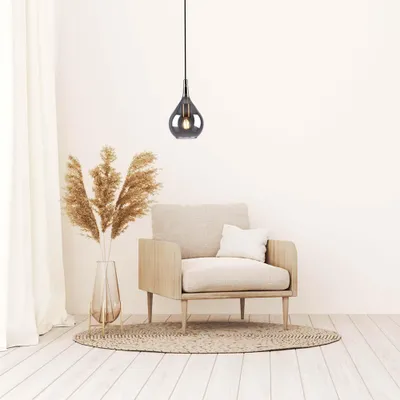 Image de Lampe suspendue, métal, verre, noir