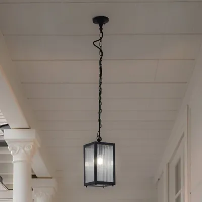 Produktbild von Lindby Außenpendelleuchte Bolgar, schwarz, Metall, Glas