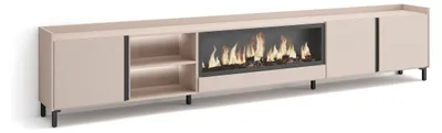 Produktbild von TV-Möbel Holzeffekt beige 315x35x61cm Kamin mit Feuereffekt XXL