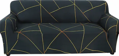 Produktbild von Elastischer Sofabezug 1 2 3 4 Sitzer Schonbezug Stretch Modern Muster Sofa Überwurf Sofaüberwurf Couchbezug Sofahusse (Schwarze Linien, 3 Sitzer 190cm-230cm)