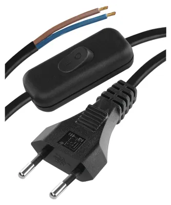 Flexo šňůra PVC 2x 0,75mm2 s vypínačem, 2m, černá