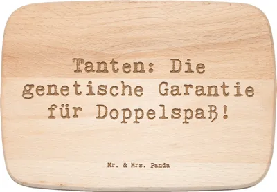 Produktbild von Mr. & Mrs. Panda Frühstücksbrettchen Spruch Tanten Doppelspaß - Transparent - Geschenk, buchenholzbrett, massivholzbrett, Neffe, Geburtstage, Familie, Schneidebrett, Spaß