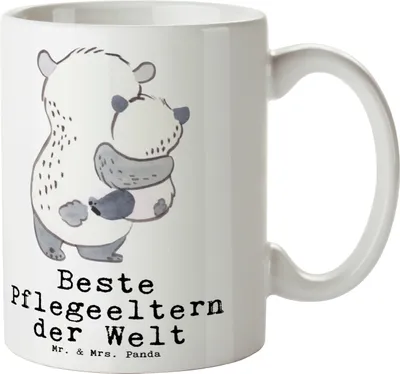 Produktbild von Mr. & Mrs. Panda Kaffeetasse Panda Beste Pflegeeltern der Welt - Weiß - Geschenk, Pflegekind, Geschenkidee, schöne tasse, Dankeschön, Kaffeebecher, Familie, Pott, Papa