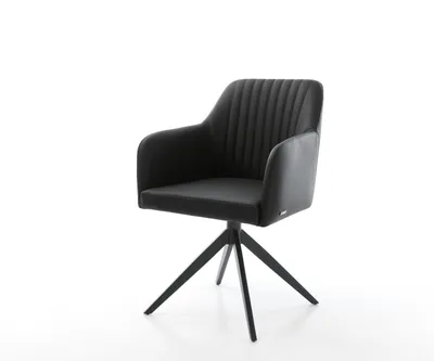 Produktbild von DELIFE Esszimmerstuhl Greg-Flex Echt-Leder Schwarz Kreuzgestell breit Schwarz Taschenfederkern