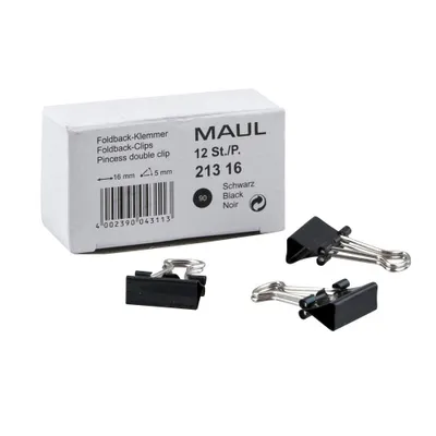 Produktbild von MAUL Foldback-Klemmer Federstahl Metall 12 Stück 15 mm schwarz