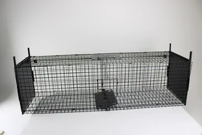 Obrázok produktu pre Campo24 pasca na kuny krabica na živú pascu drôtená krabica-120x30x34cm, dvojitý vstup, ochranná rukoväť, klapka - ideálna na kuny, potkany, hraboše