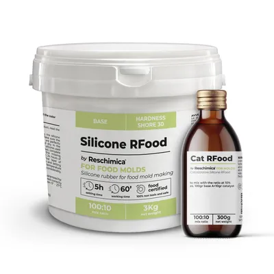 Obrázok produktu pre R FOOD silikónová guma bezpečná pre potraviny - netoxická, certifikovaná, na formy pre domácich majstrov: (3 kg): na čokoládu, fondán, zmrzlinu, vafle a iné