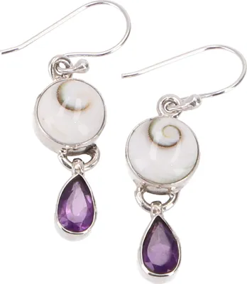 Produktbild von Indische Boho Ohrring Shiva - Amethyst, Mehrfarbig, SterlingSilber, 2,5*1*0,5 cm, Silberohrringe