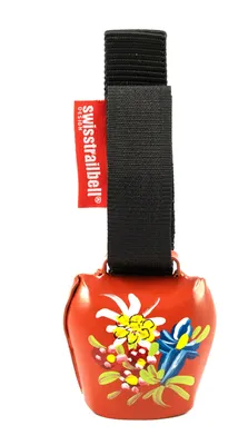 Produktbild von swisstrailbell® Edition rot mit Alpenblumen, handgemalt, Trailbell, Bear Bell