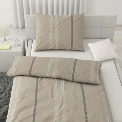 Produktbild von Bettwäsche Baumwolle Karo 135x200 / 80x80 cm Set 2tlg. 4tlg.: Beige / 2 tlg.