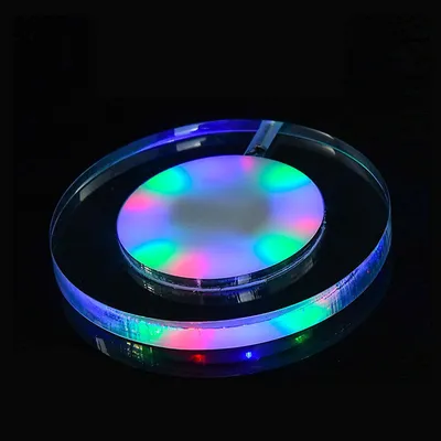 LED-Getränkeuntersetzer, Acryl, wiederaufladbar, 6 Modi, rund, 10 cm
