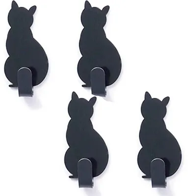 Produktbild von Katzenhaken – 4 schwarz Handtuchhaken – Handtuchhaken – Katzenhaken – Haken – 2 Stück – Wandhaken – Wandhaken – Schwarz – Handtuch zum Aufhängen – CHPN