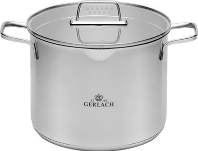 Produktbild von Kochtopf Edelstahl Gerlach Ambiente 7 l 24 cm mit Glasdeckel und Abgießfunktion