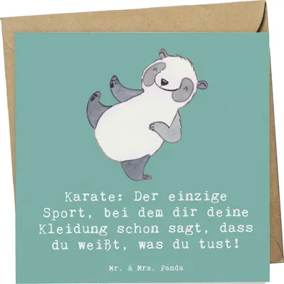 Produktbild von Mr. & Mrs. Panda Grußkarte Karate Kleidung - Meeresbrise - Geschenk, körperliche Fitness, doppelkarte, Selbstverteidigung, Missverständnis, Teamsport, Präzision, Sportler