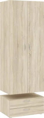 Produktbild von Kleiderschrank 2 Türen Buriasco, Schlafzimmermöbel, Schrank, Garderobe, 74x52 h214 cm, Eiche