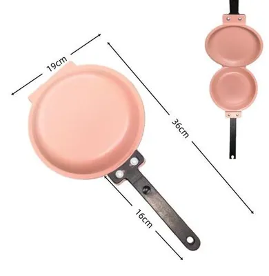 Produktbild von Doppelte Pfannen, antiaanbakpfannen, doppeldeckeliger Entwurf, faltenpfannen, für Eier/Eierpfannen/Steaks, Frühstückspfanne, Kuchenpfanne, geeignet für Küche, 1 Stück - rosa
