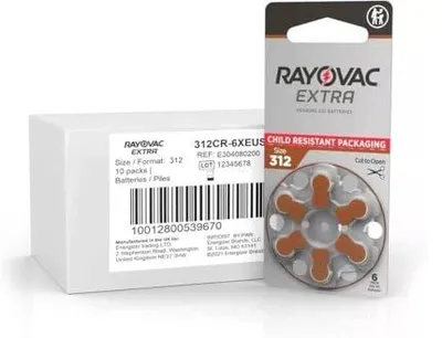 Zdjęcie produktu dla Baterie do aparatów słuchowych rayovac 312 extra advanced zestaw 60 sztuk