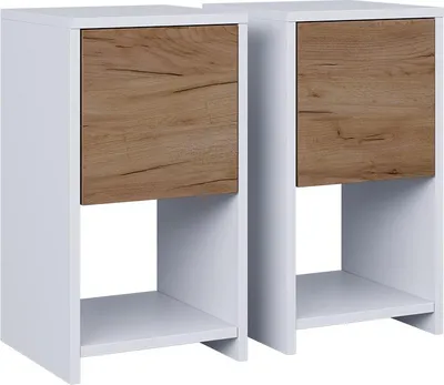 Produktbild von Nachttisch Vicco Evo Weiß/Goldkraft Eiche 2er Set, Model 57751