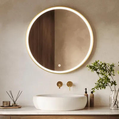 Zdjęcie produktu dla LOMAZOO lustro Paris 80 cm, okrągłe, złota rama, LED