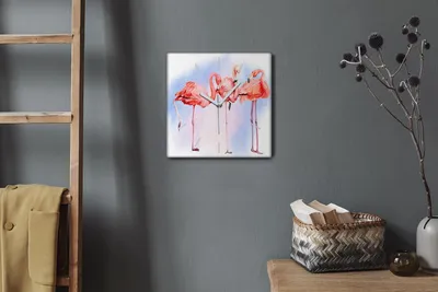 Produktbild von Coloray Hodiny Unikátní 30x30 cm  Tiché hodiny Pro obývací pokoj a kuchyň Nástěnné hodiny Plátno Bílé ručičky hodin - Zvířata ptáci plameňáci