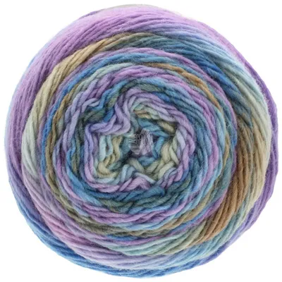 Produktbild von Lana Grossa MEILENWEIT 100 g Color Mix 4-fach Sockenwolle mit leuchtendem Farbverlauf 400 m Farbe 8002 - Graubraun/Grège/Kornblume/Flieder/Pastellblau