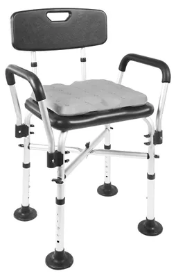 Produktbild von Duschhocker Duschstuhl Badehilfe - Höhenverstellbar 50 bis 60 cm - Schwarz - Belastbar bis 150 kg - Für Senioren und Menschen mit eingeschränkter Mobilität