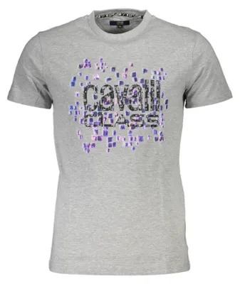 Produktbild von Graues Herren T-Shirt mit Druck und Logo - Rundhals, kurze Ärmel