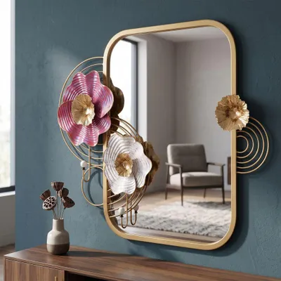 Immagine prodotto di Specchio da parete, struttura in metallo e MDF, dimensioni 75x9,5x64,1 cm, colore oro, modello Lovis di Mauro Ferretti