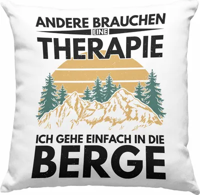 Produktbild von Trendation - Berge Deko-Kissen mit Füllung 40x40 Geschenk Therapie Lustig Spruch Wandern Klettern Trekking (Grün)