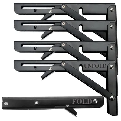 Produktbild von Solidchoice – Klappbare Regalhalterungen – Robuste Regalhalterungen – Tragfähigkeit: 50 kg – Schwarz – Mit Montagematerial – Für Wandmontage – 20 cm