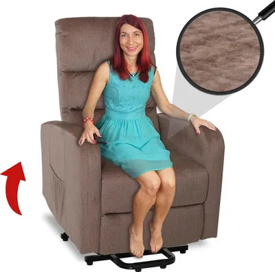 Produktbild von Fernsehsessel MCW-K62, Sessel Relaxsessel TV-Sessel, Liegefunktion Aufstehhilfe elektrisch, Metall Chenille braun