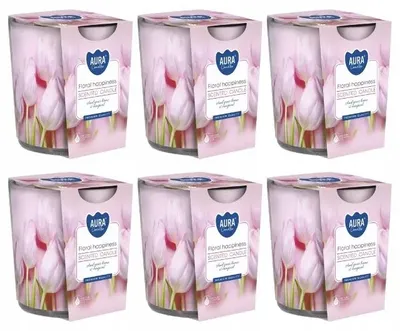 Produktbild von Bispol Aura Duftkerze im Glas Blumige Freude 6 Stück