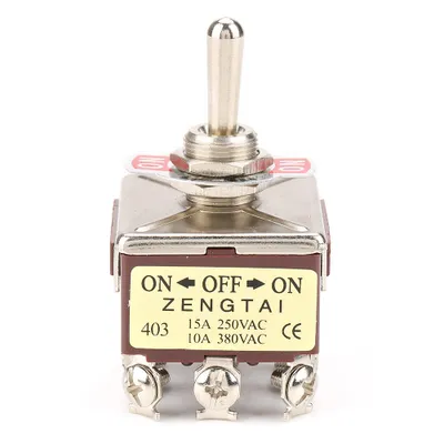 Obrázok produktu pre ON/OFF/ON 3-polohový prepínač 4PDT 12-pólový 12 mm 15 A/250 VAC 10 A/380 VAC