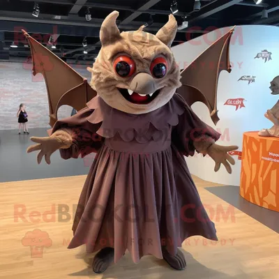 Produktbild von Braune REDBROKOLY Fledermaus Maskottchen Kostüm figur mit Faltenrock und Stirnbändern