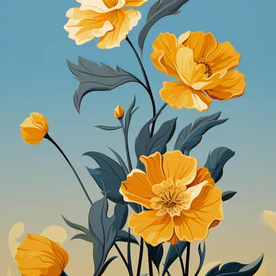 Produktbild von Poster 20x20cm Goldene Blumenmorgen