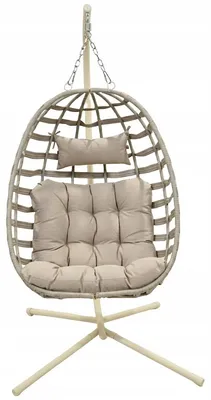 Produktbild von Hängesessel mit Gestell, Boho Kokon beige 196 cm, klappbar, bis 120 kg