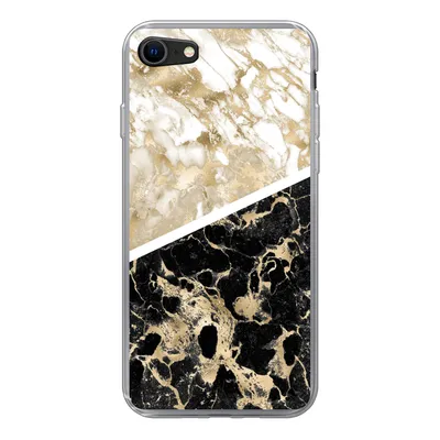 Produktbild von MuchoWow® Handyhülle Schutzhülle Hülle für iPhone SE 2022 Marmor - Schwarz und Gold - Schick Silikon Softcase Handy Hülle - Schutzhülle