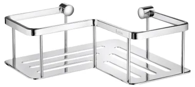 Produktbild von Smedbo SIDELINE - Design Eckeseifenkorb mit Bodenplatte in Chrom poliert DK3025